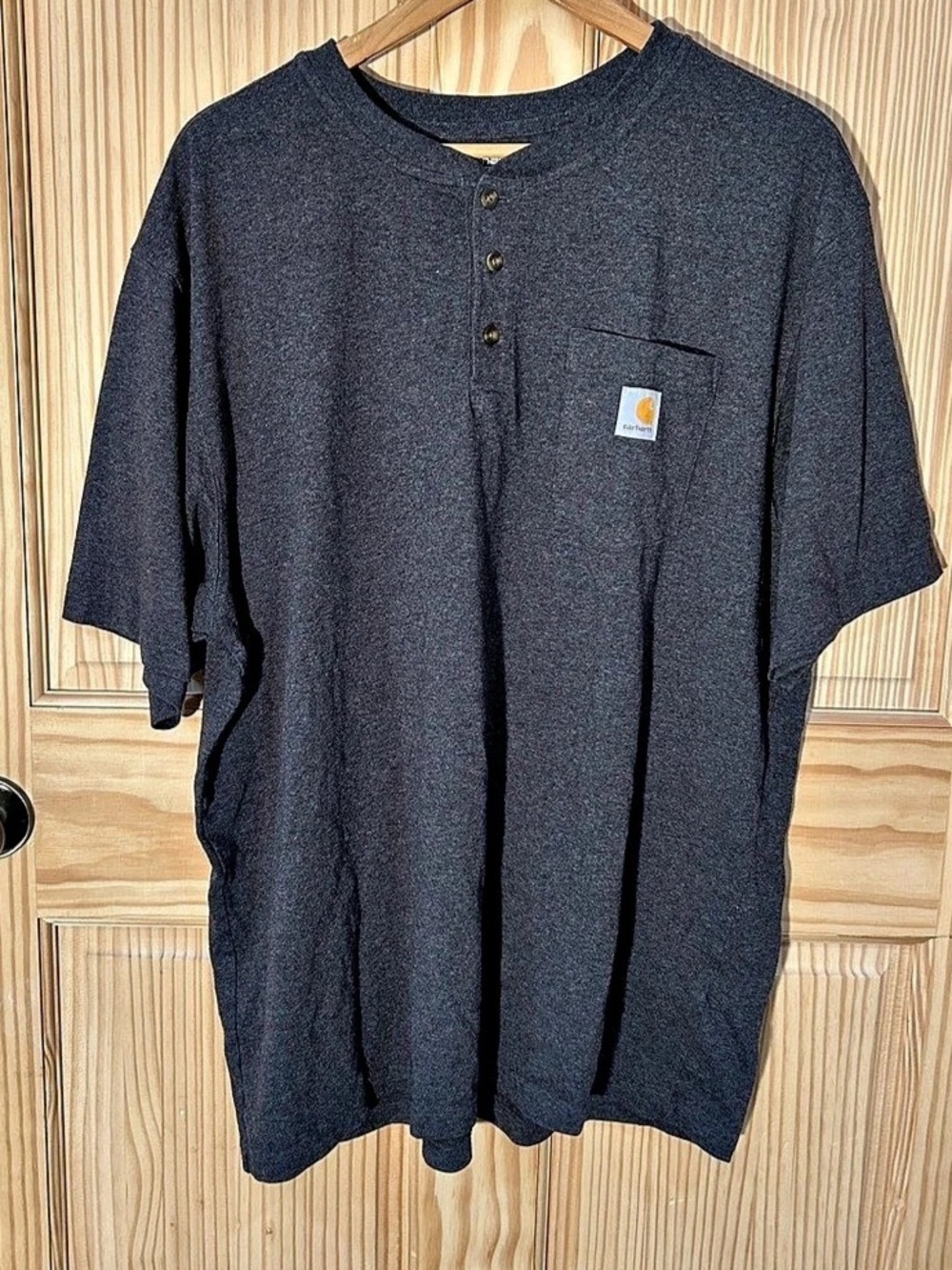 Carhartt Loose Fit Heavyweight Short-Sleeve Pocket Henley T-Shirt Black XL